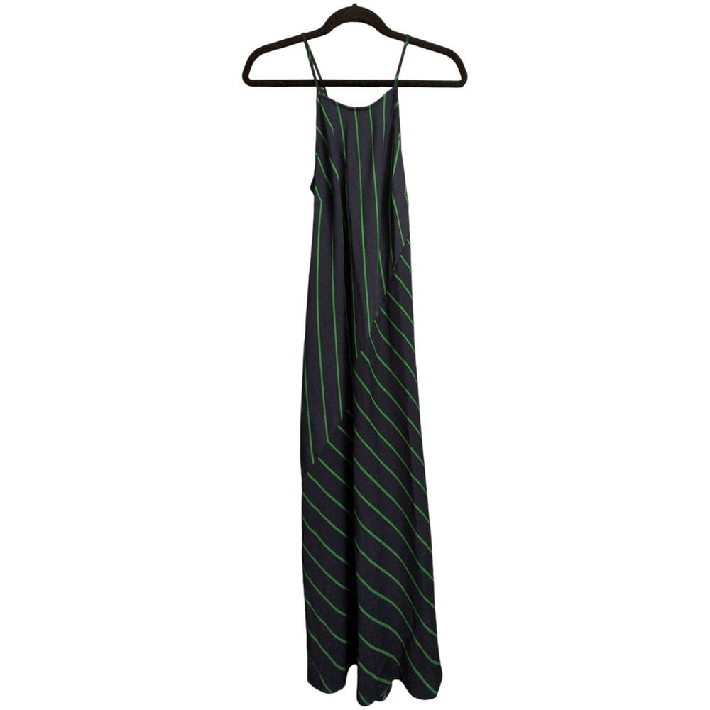 NWT Rowing Blazers X Target Navy Lime Green Striped Sleeveless Maxi Dress Size S